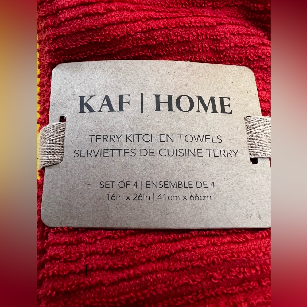 KAF HOME 4pk X2 = 8 Kitchen Towels cotton tomato juice color! Darkest Orange